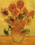 Still Life Vase with Fifteen Sunflowers
